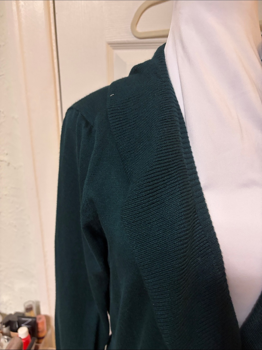 Style & Co. Teal Ruffle-Front Open Cardigan - Picture 3 of 10